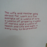 A beautifully embroidered quote from the 19thc, on the front of the apron